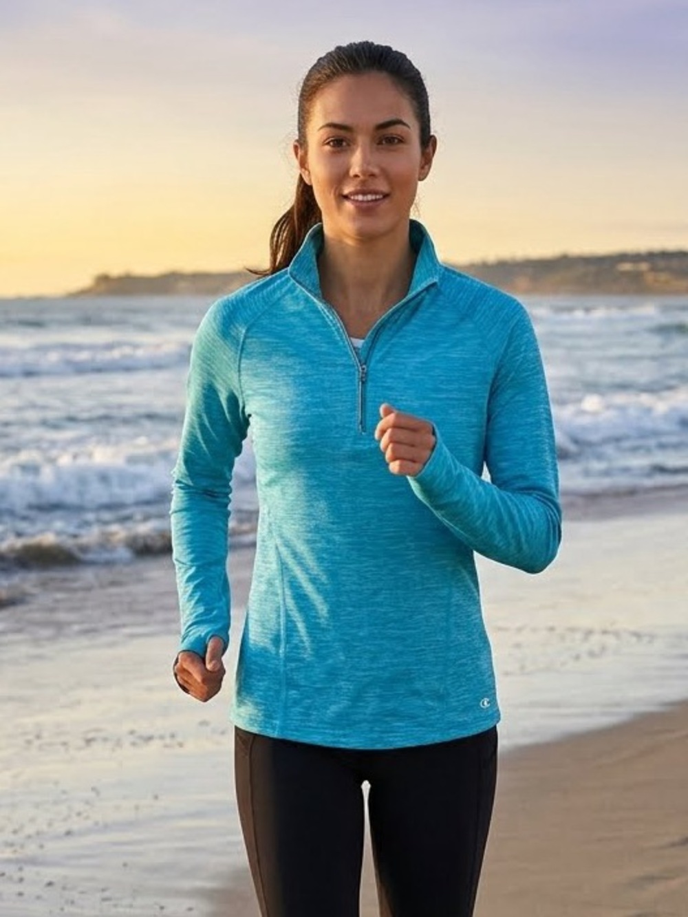 C9 by Champion Women's Heathered Aqua Quarter-Zip Pullover Size XS